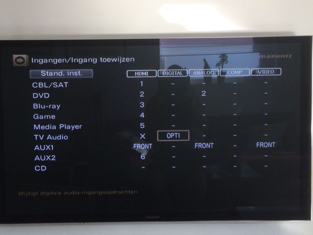 Menu aangepast Marantz receiver