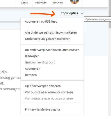 Eerste optiemenu